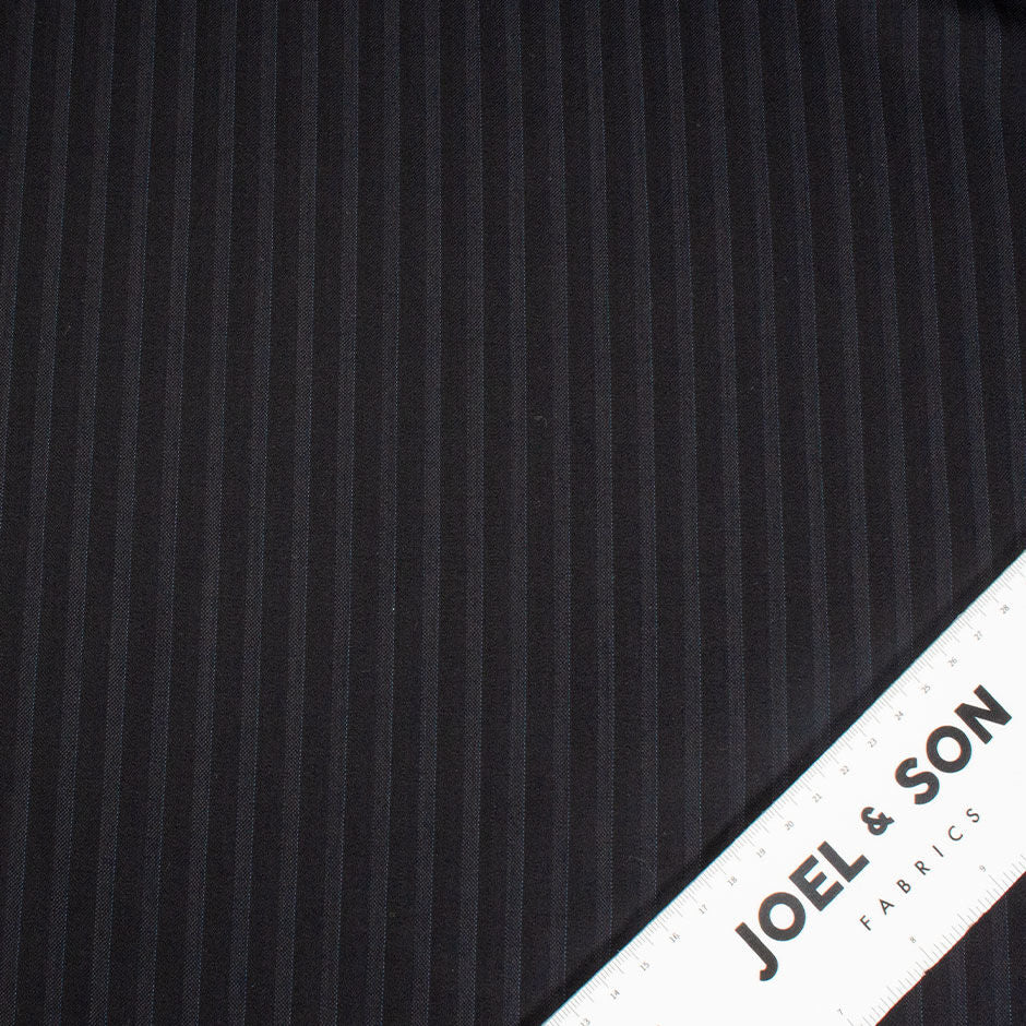 Dark Navy Blue Striped Jacquard Pure Wool Suiting