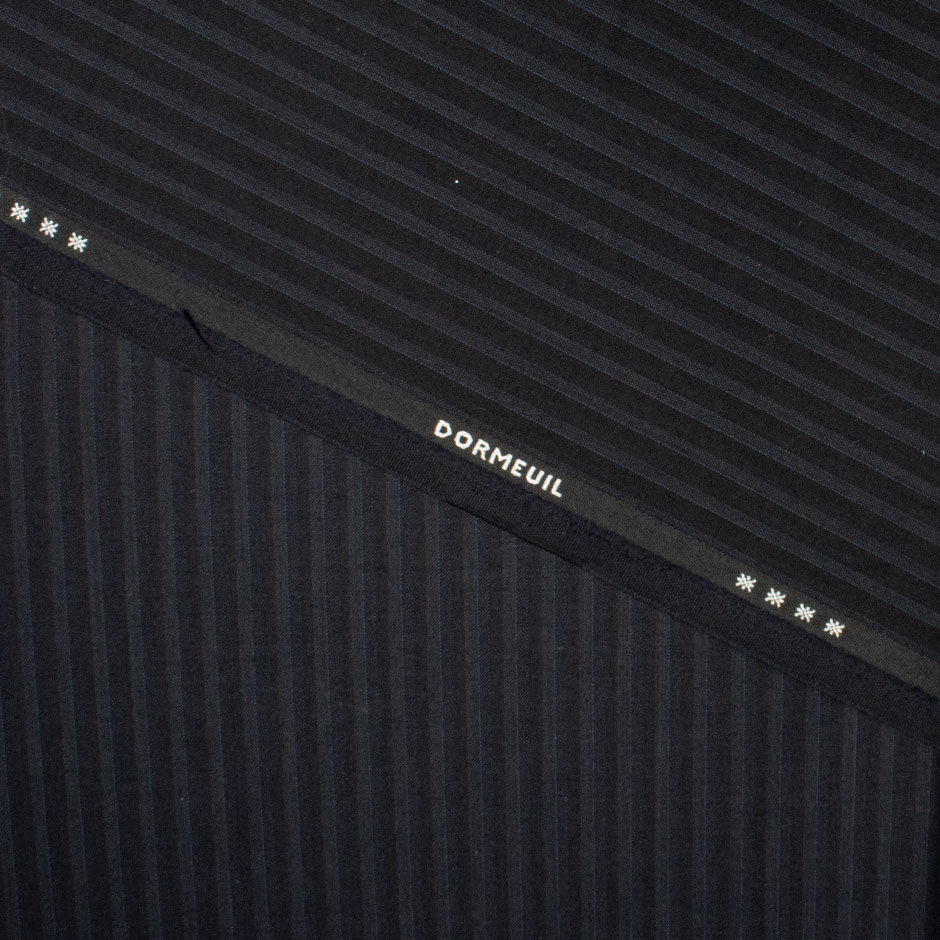 Dark Navy Blue Striped Jacquard Pure Wool Suiting