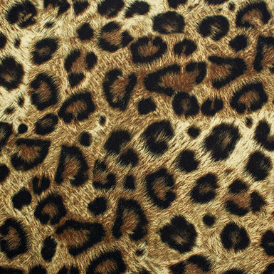Brown Animal Printed Stretch Silk Crêpe