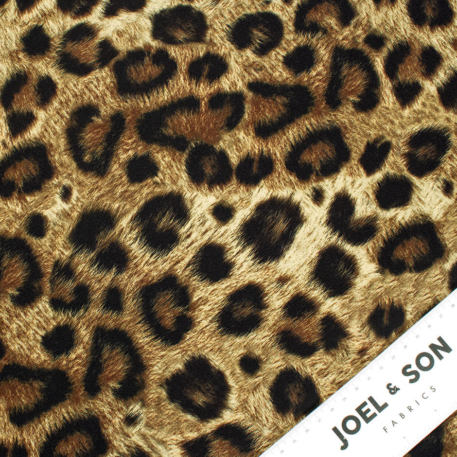 Brown Animal Printed Stretch Silk Crêpe (A 2m Piece)