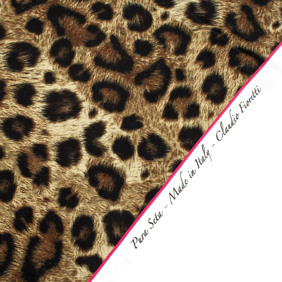 Brown Animal Printed Stretch Silk Crêpe (A 2m Piece)