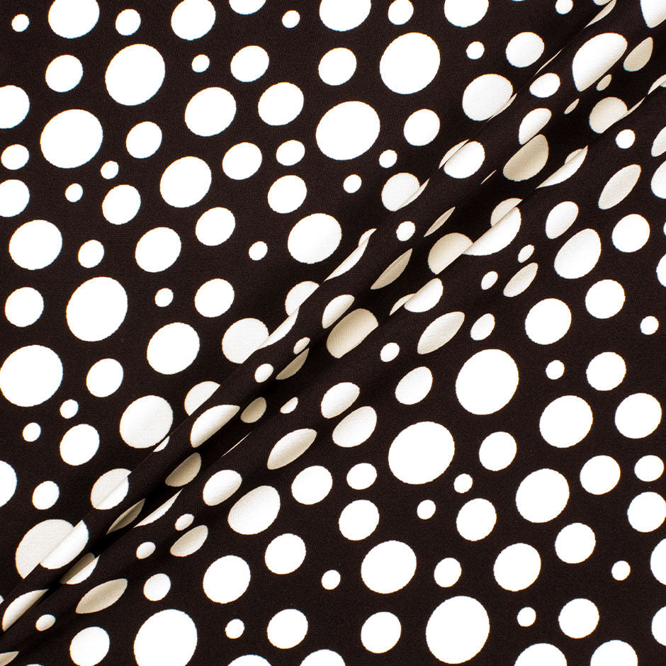 Ivory Irregular Spotted Black Stretch Silk Crêpe