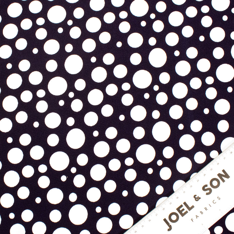 Ivory Irregular Spotted Blue Stretch Silk Crêpe