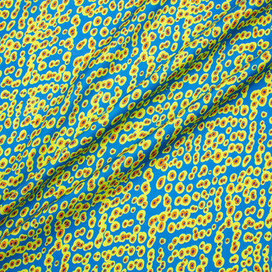 Lime & Orange Spotted Blue Pure Silk Twill
