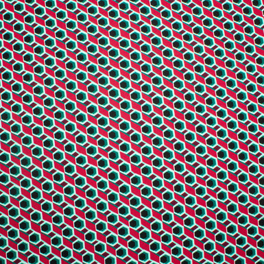 Red/Green/Black Geo Printed Silk Twill (A 3.20m Piece)
