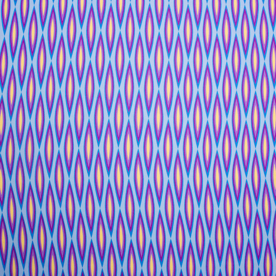 Blue, Purple & Yellow Geometric Printed Silk Twill (A 2.25m Piece)
