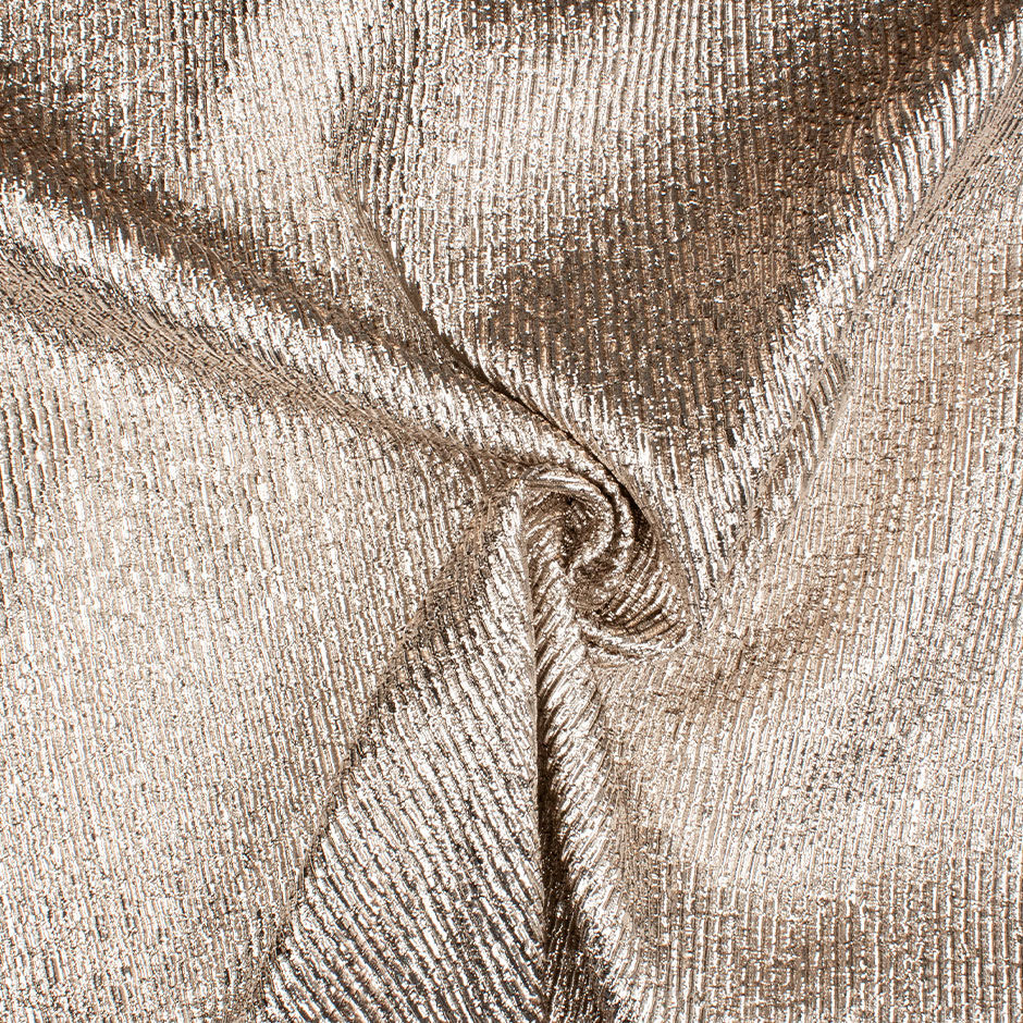 Pale Gold Crinkled Silk Blend Metallic Lamé