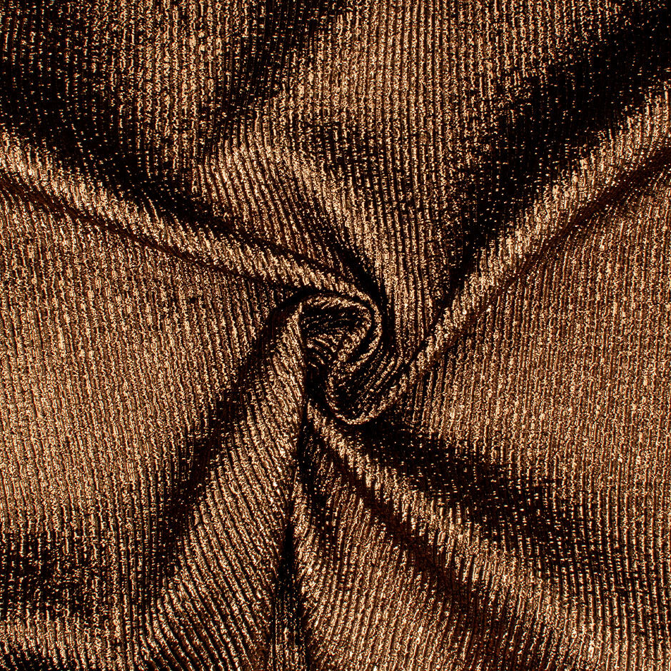 Deep Caramel Crinkled Metallic Silk Blend Lamé
