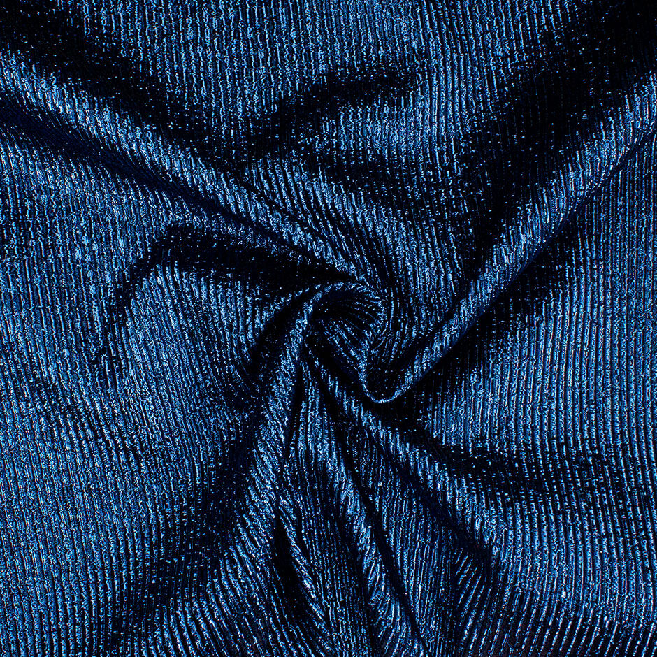 Royal Blue Crinkled Metallic Silk Blend Lamé