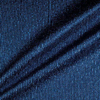 Royal Blue Crinkled Metallic Silk Blend Lamé