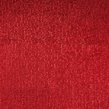Crimson Red Crinkled Metallic Silk Blend Lamé