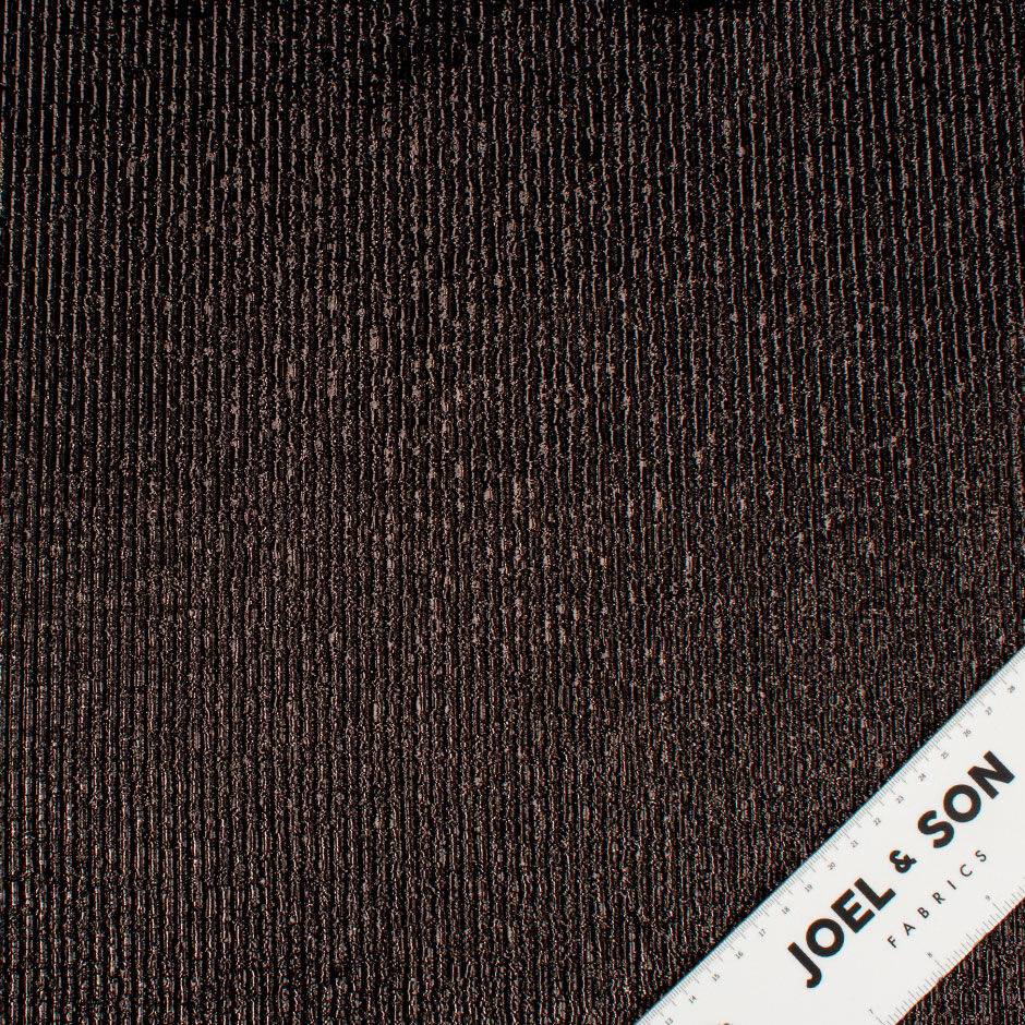 Charcoal Grey Crinkled Metallic Silk Blend Lamé