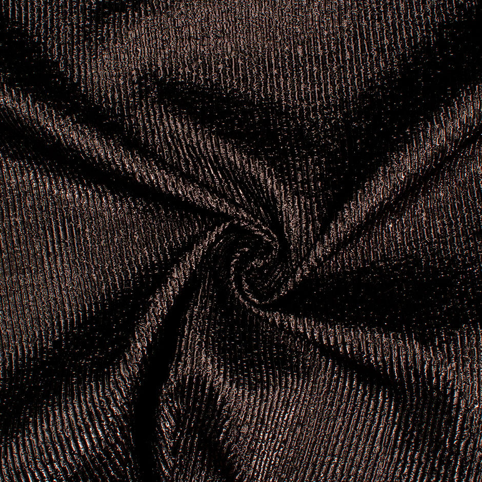 Charcoal Grey Crinkled Metallic Silk Blend Lamé