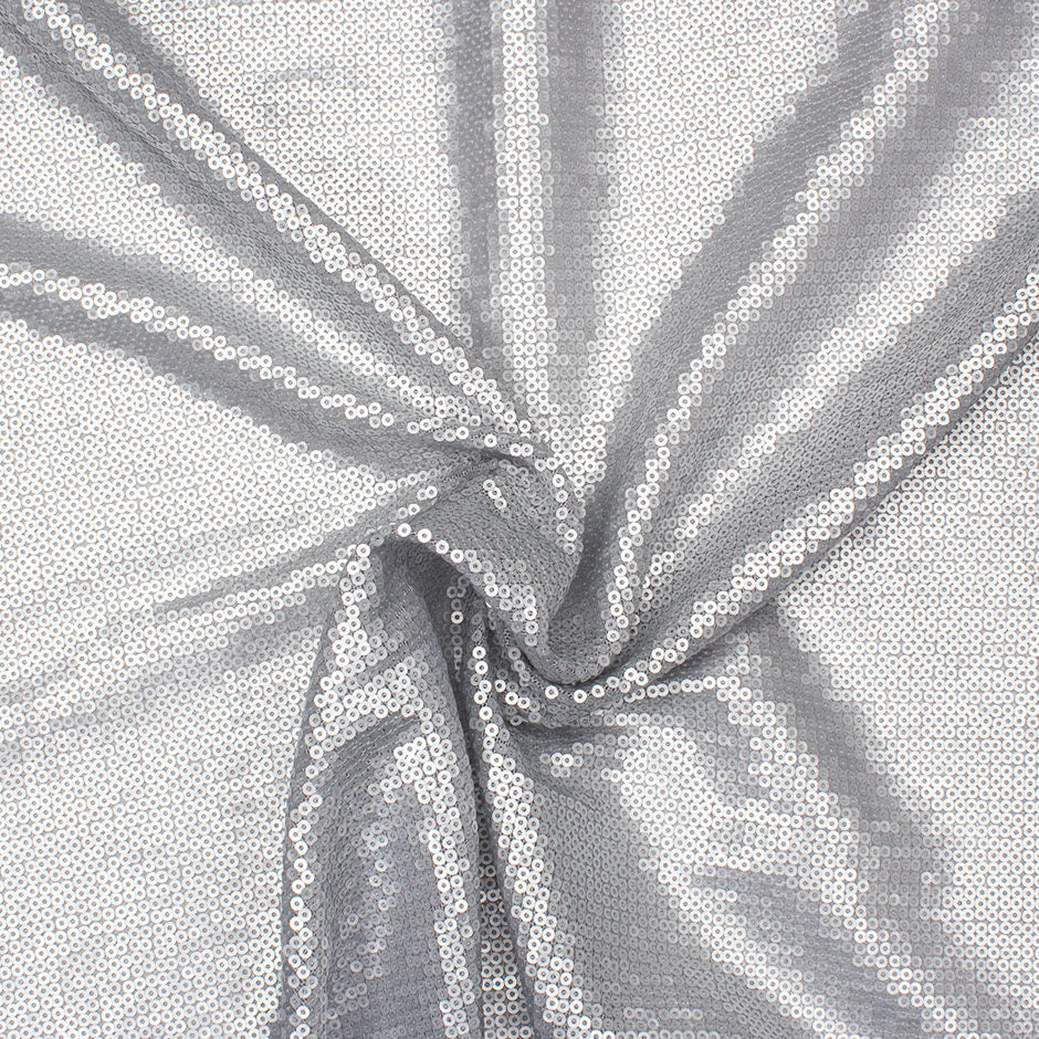 Matte Silver Micro Sequinned Tulle