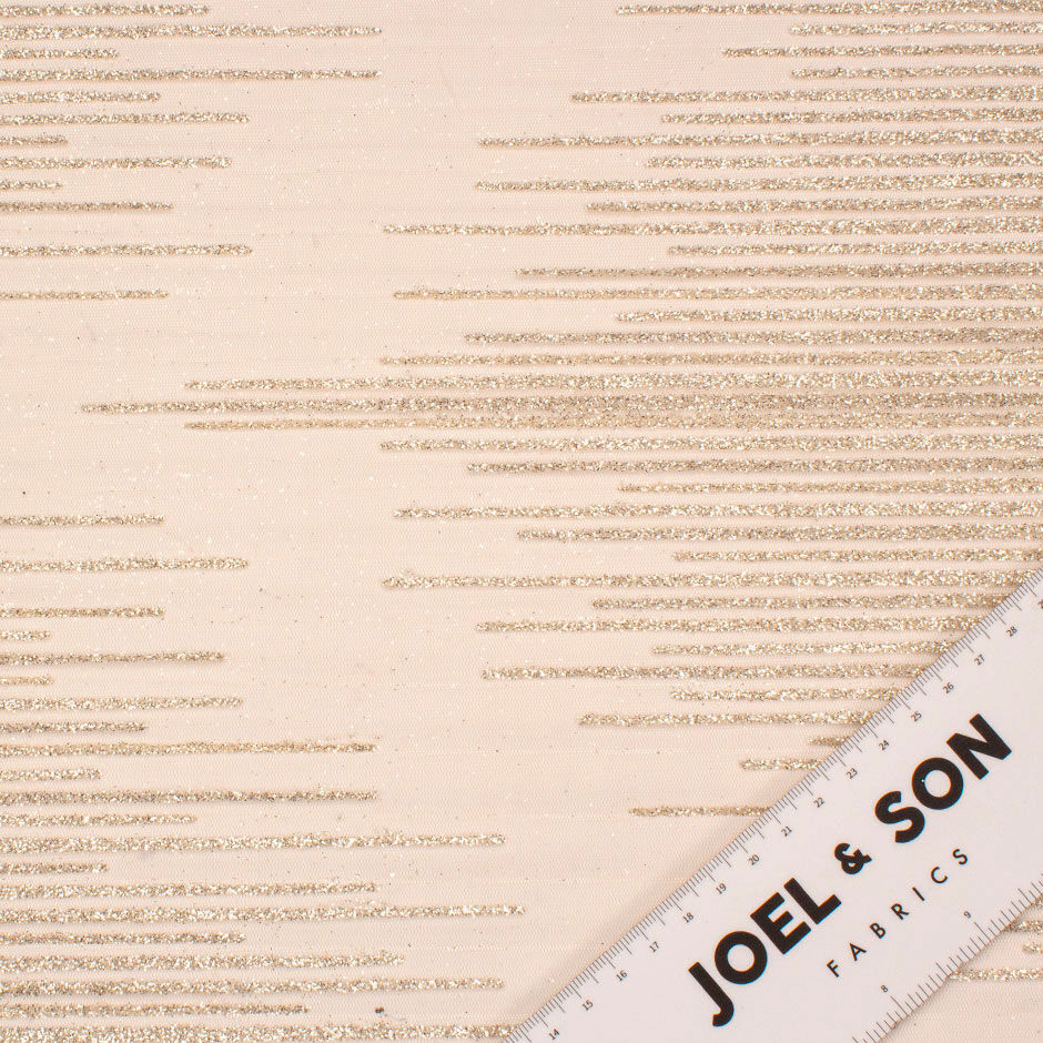 Gold Glittered Beige Illusion Plissé Tulle