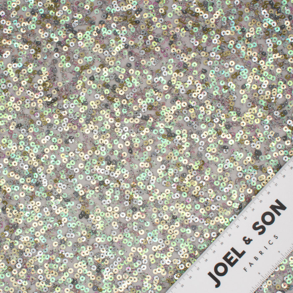 Muted Gold Pearlised Sequinned Silk Georgette