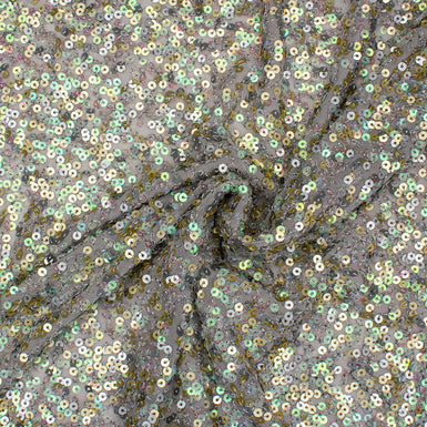 Muted Gold Pearlised Sequinned Silk Georgette