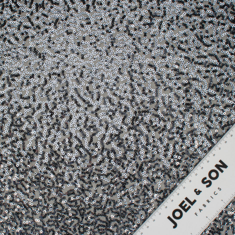 Dark Grey Micro Sequinned Stretch Tulle