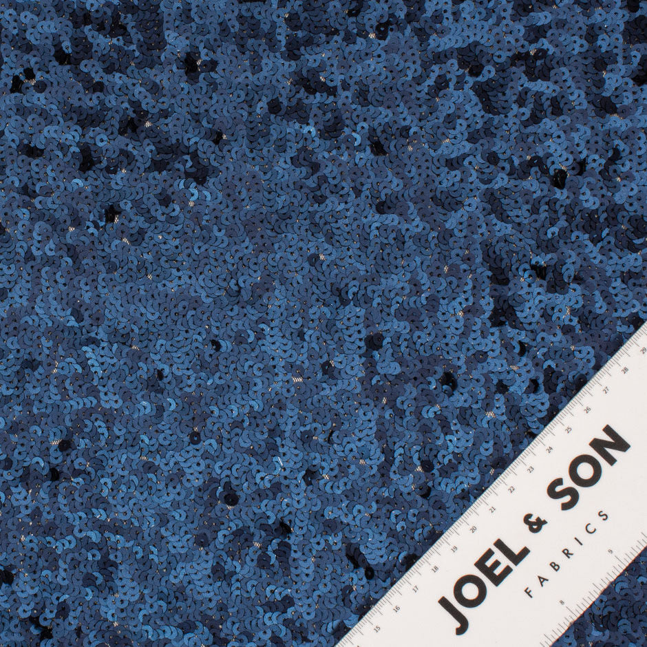 French Blue Overlapping Matte Sequinned Stretch Tulle