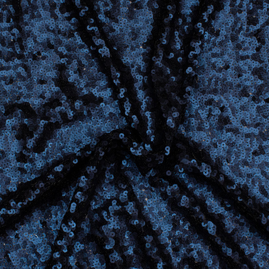 French Blue Overlapping Matte Sequinned Stretch Tulle