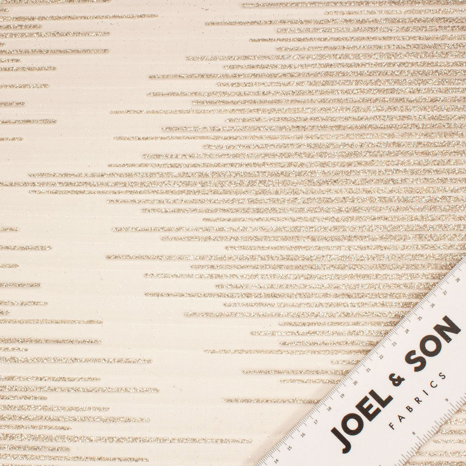 Gold Glitter Embellished Nude Plissé Tulle