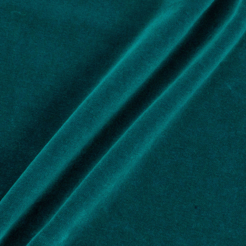 Rich Teal Plain Cotton Velvet