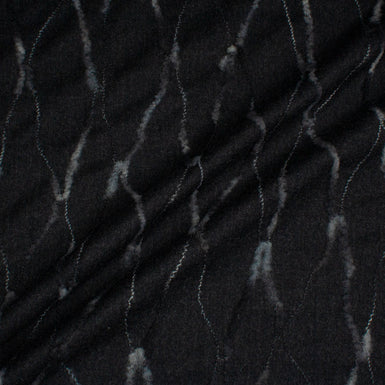 Dark Grey Embroidered Wool Flannel