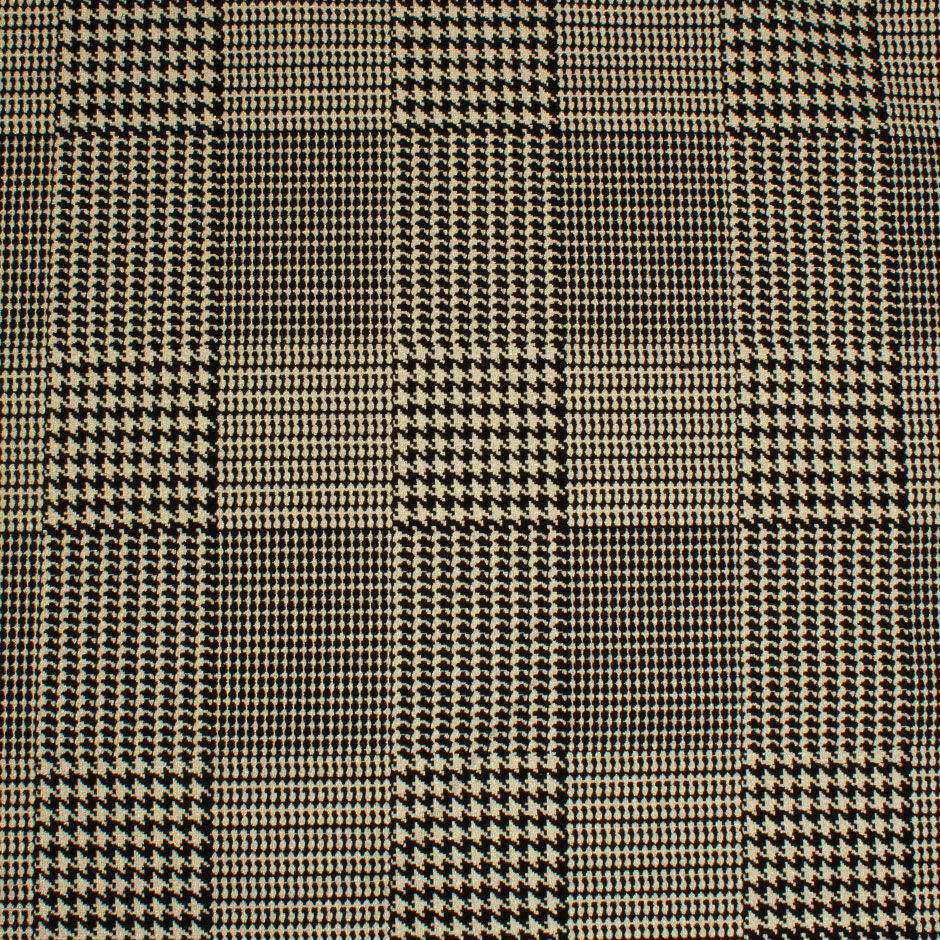 Black & Gold Lurex Prince of Wales Stretch Cotton