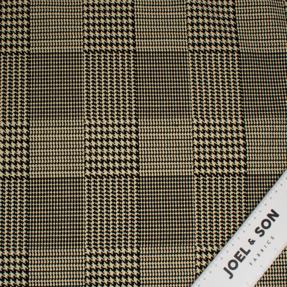 Black & Gold Lurex Prince of Wales Stretch Cotton