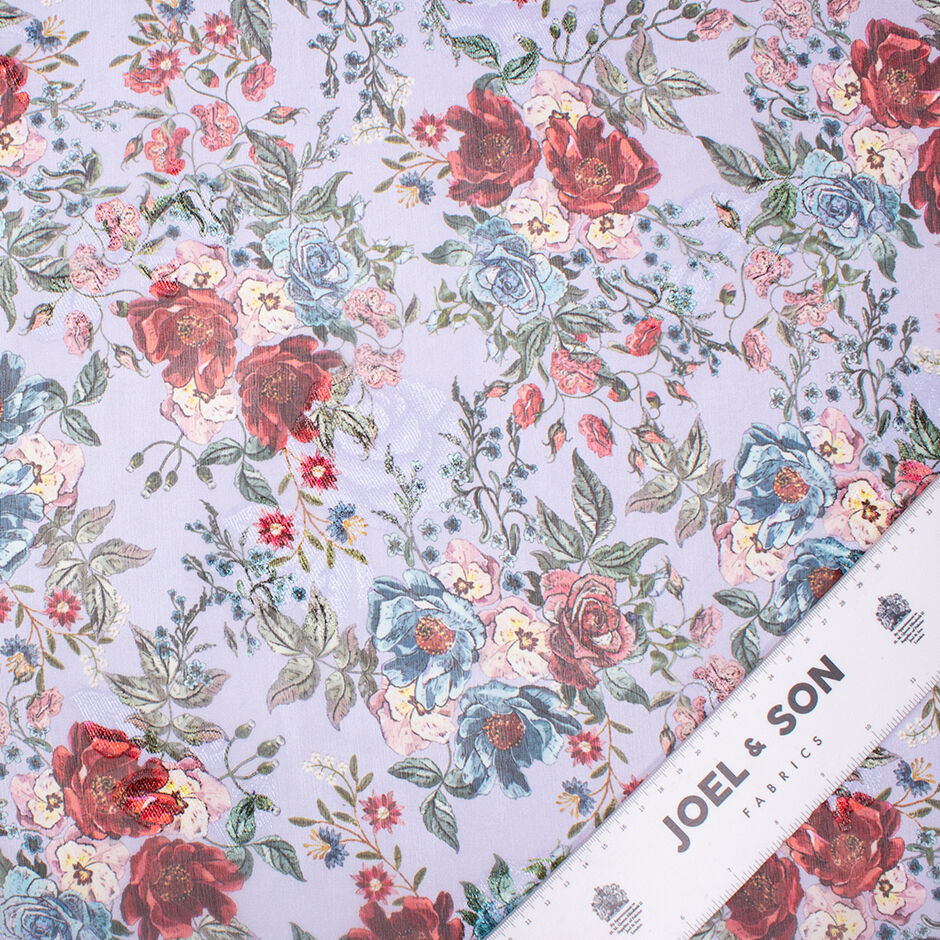 Burnt Orange Floral Printed Lavender Silk