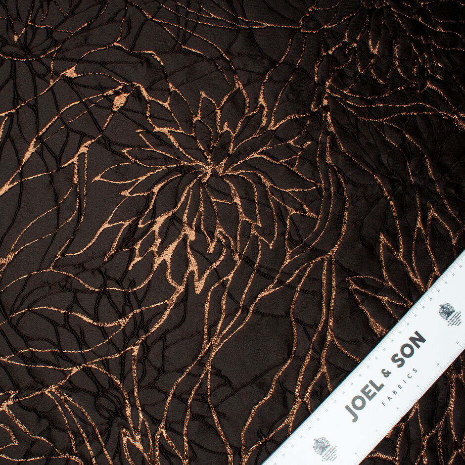 Rich Brown Metallic Silk Blend Cloqué