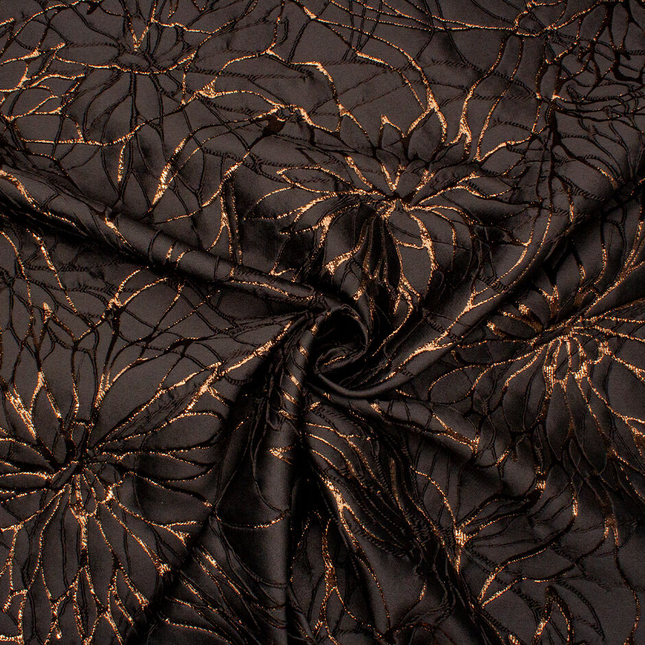 Rich Brown Metallic Silk Blend Cloqué