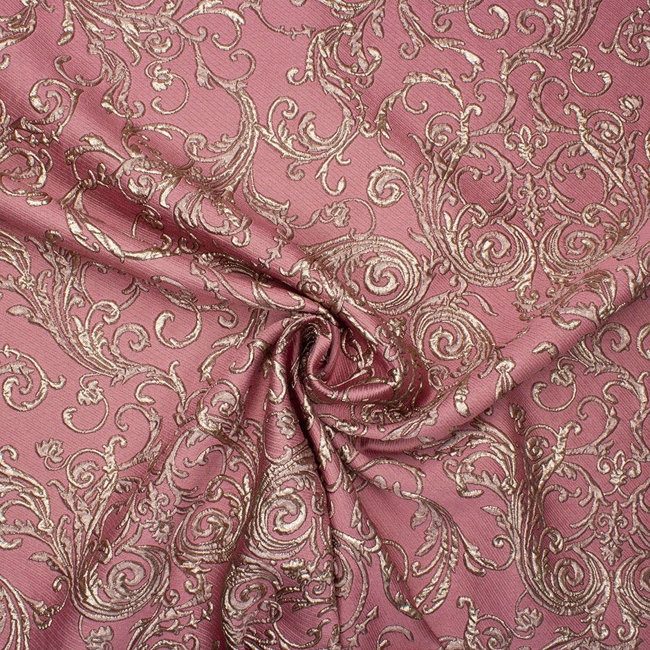 Rouge Pink & Gold Metallic Mixed Fibre Cloqué