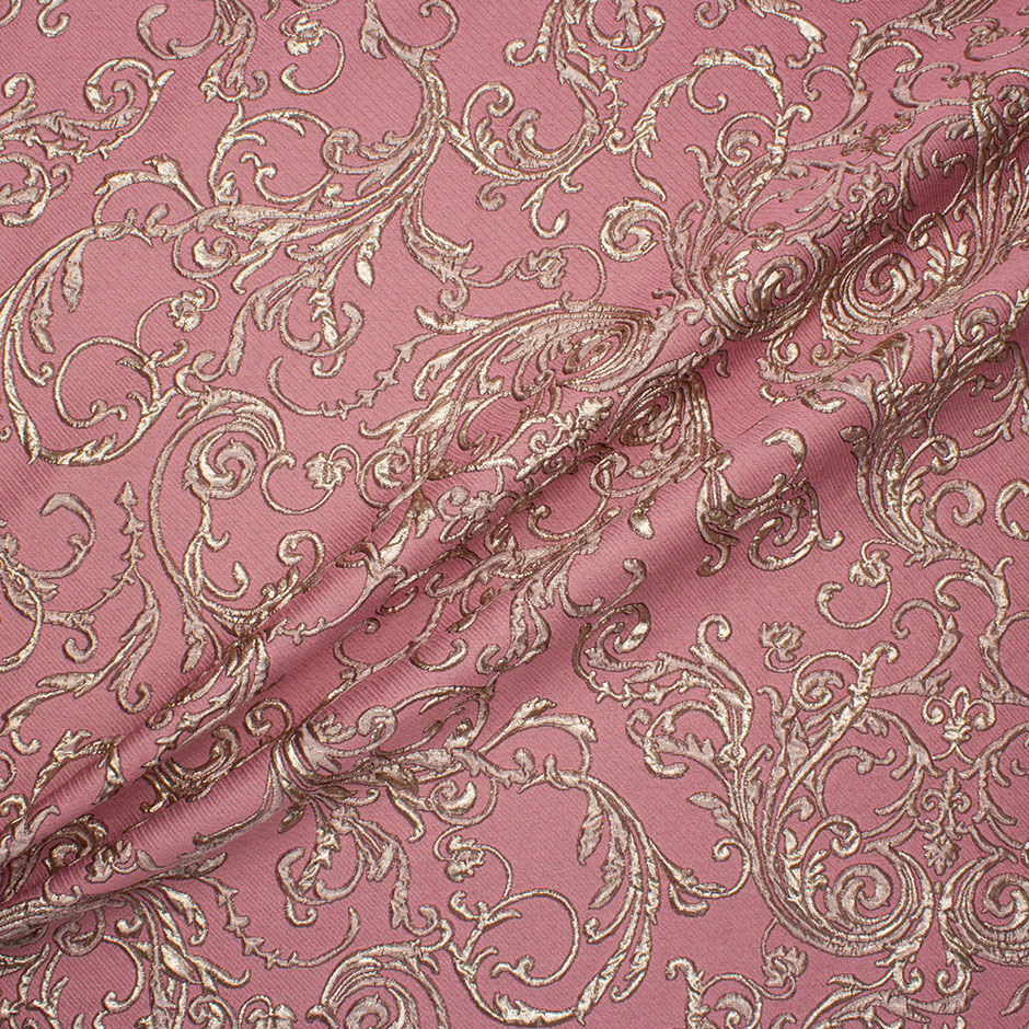 Rouge Pink & Gold Metallic Mixed Fibre Cloqué