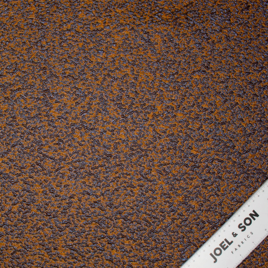 Periwinkle Blue & Caramel Lightweight Lurex Cloqué