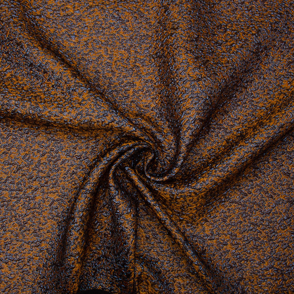 Periwinkle Blue & Caramel Lightweight Lurex Cloqué