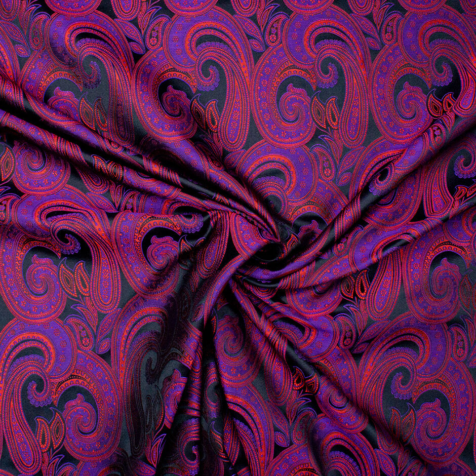 Bright Red & Purple Paisley Brocade