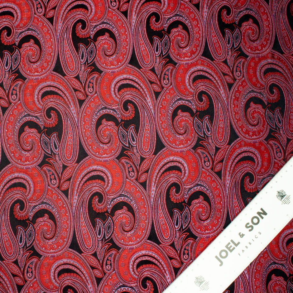 Red & Pink Paisley Silk Blend Brocade
