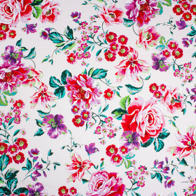 Red, Purple & Pink Floral Printed Barely Pink Luxury Cotton
