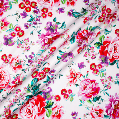 Red, Purple & Pink Floral Printed Barely Pink Luxury Cotton