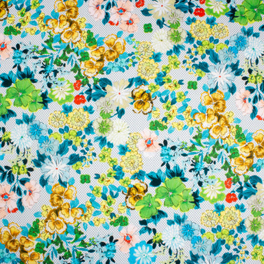 Yellow, Green, Turquoise Floral Printed Pure Cotton