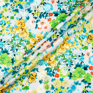 Yellow, Green, Turquoise Floral Printed Pure Cotton