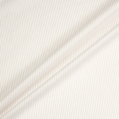 Beige Striped White Lightweight Shirting Cotton