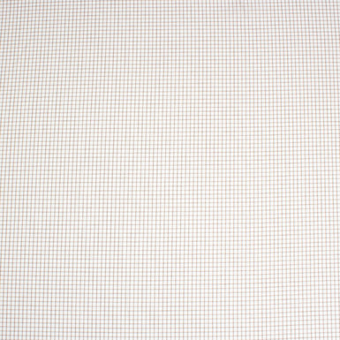 Soft Brown Checkered White Cotton Shirting