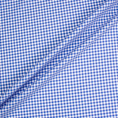 Royal Blue & White Gingham Check Shirting Cotton