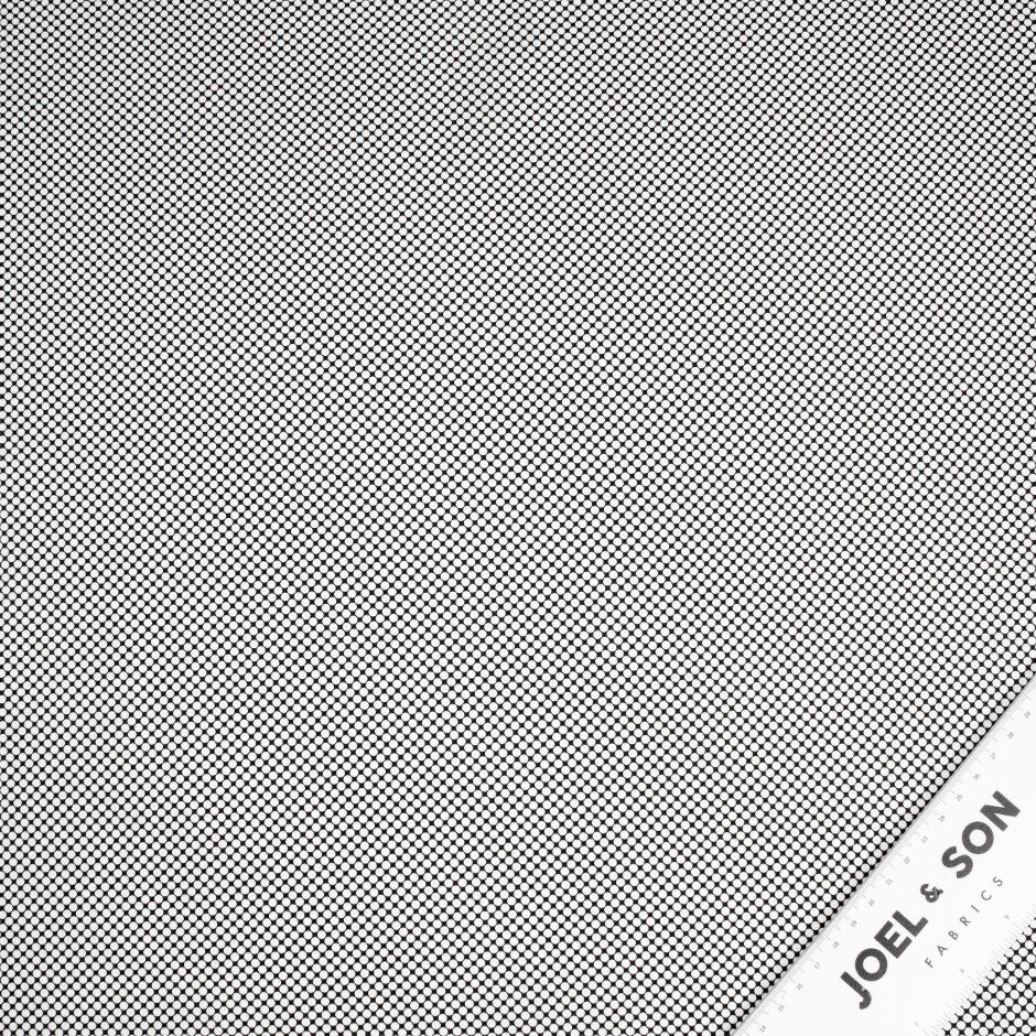 White Spotted Black Cotton Poplin Shirting