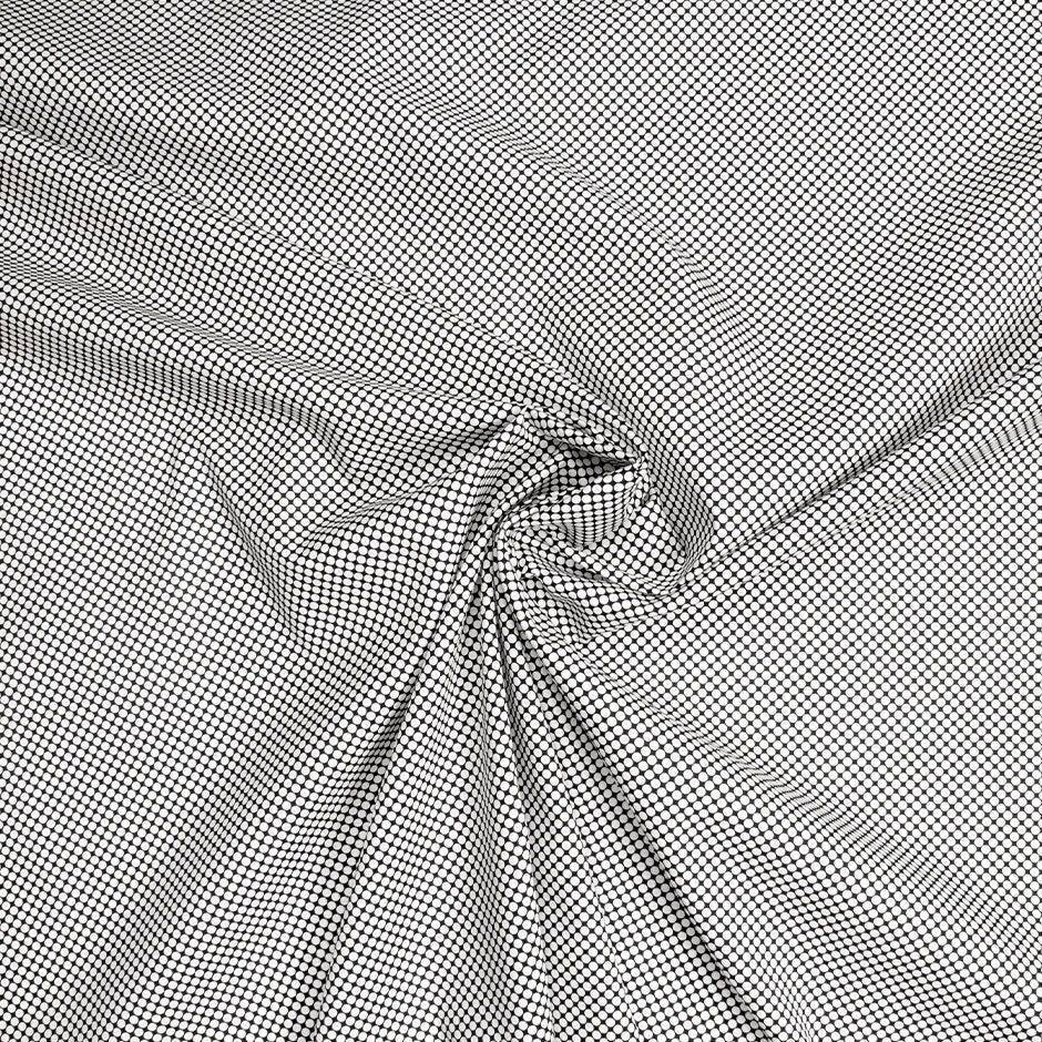 White Spotted Black Cotton Poplin Shirting