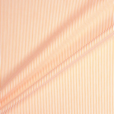 Bright Orange Striped Superfine Cotton Shirting