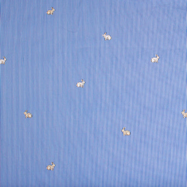 Bunny Rabbit Printed Blue Pinstriped Shirting Cotton
