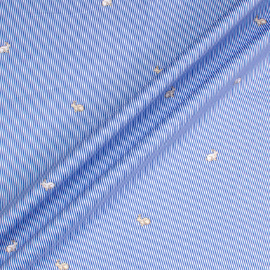 Bunny Rabbit Printed Blue Pinstriped Shirting Cotton
